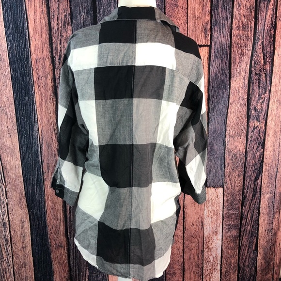 Ann Taylor LOFT Flannel Button-Down Bat Wing Blous - Picture 4 of 6